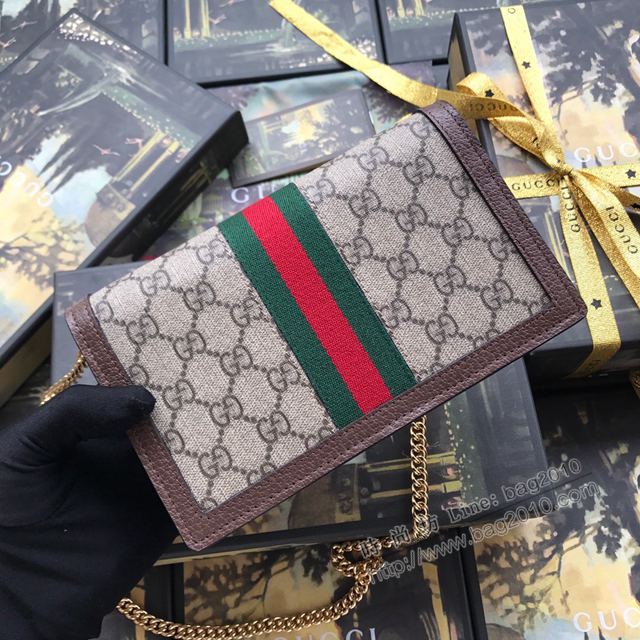 Gucci包 古馳女包 523150pvc啡 2019新款 Ophidia系列鏈條包 Gucci斜挎小包  gudj1193